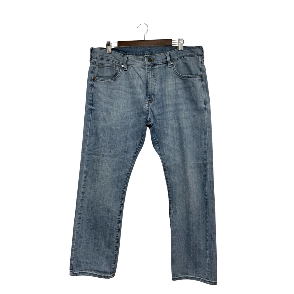 Wrangler Mens Straight Leg Jeans Light Wash Blue Stretch Denim 38x30